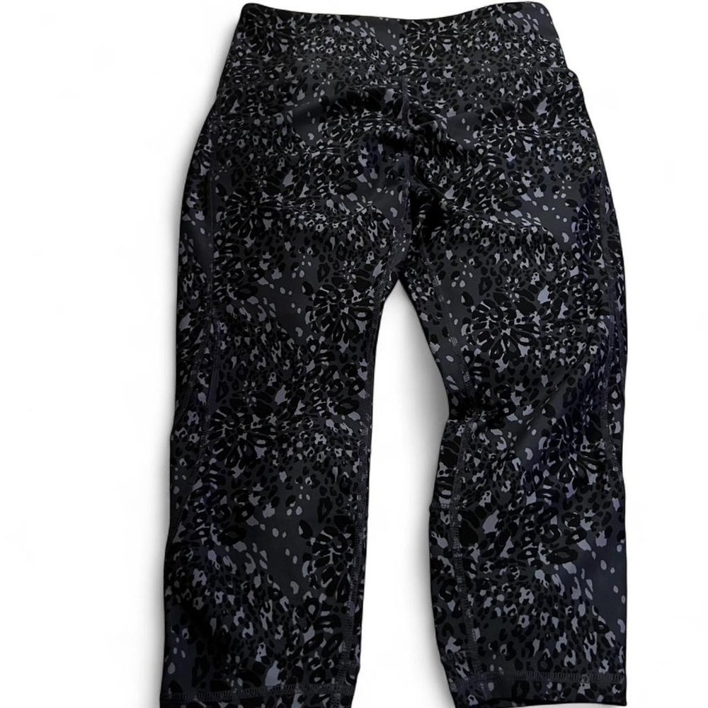 Black & Gray Leopard Print Leggings Women's XL Activewear Workout Fitness